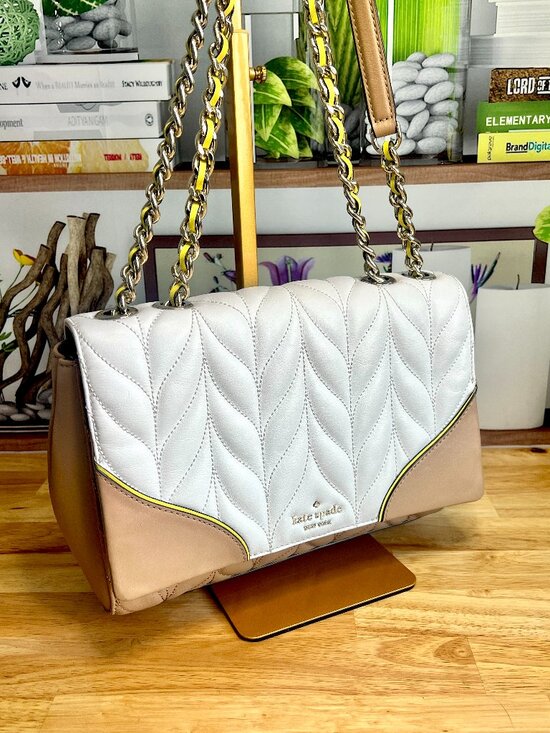kate spade Handbags - Kate Spade Briar Lane Quilted Emelyn Shoulder Crossbody Bag White Taupe